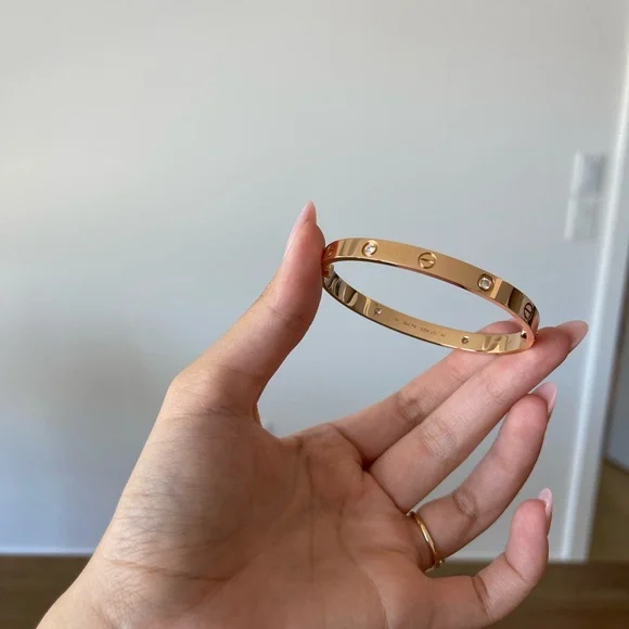 Cartier Classic Love Bracelet 4 diamonds size 18 in Rose Gold - Picture 6 of 7